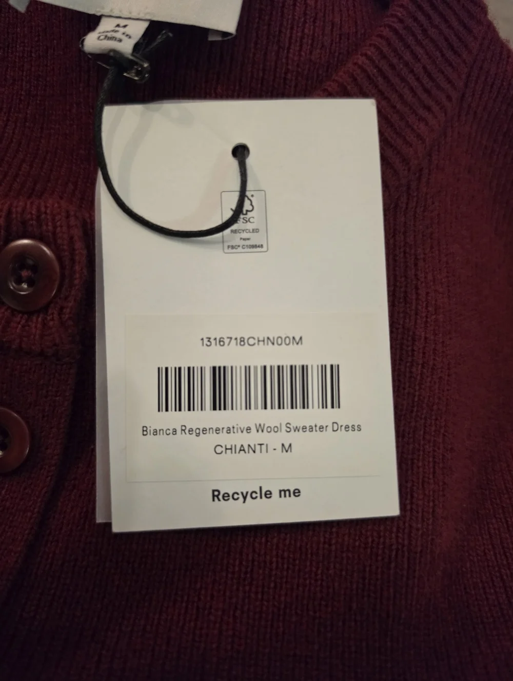 Reformation Bianca Regenerative Wool Sweater Dress In Chianti - Picture 10 of 12